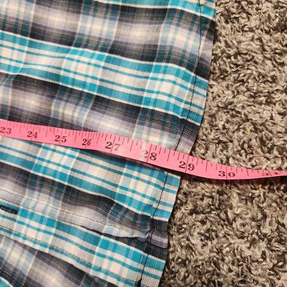 Cody James Saddle Ranch Turquoise Gray Plaid Button Down Size Large - Picture 15 of 16